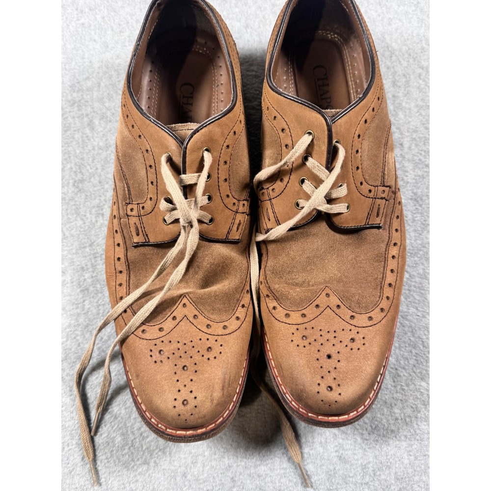 Chaps Mens Tan Suede Leather Wingtip Oxford Dress Shoes 11.5M 96-36046